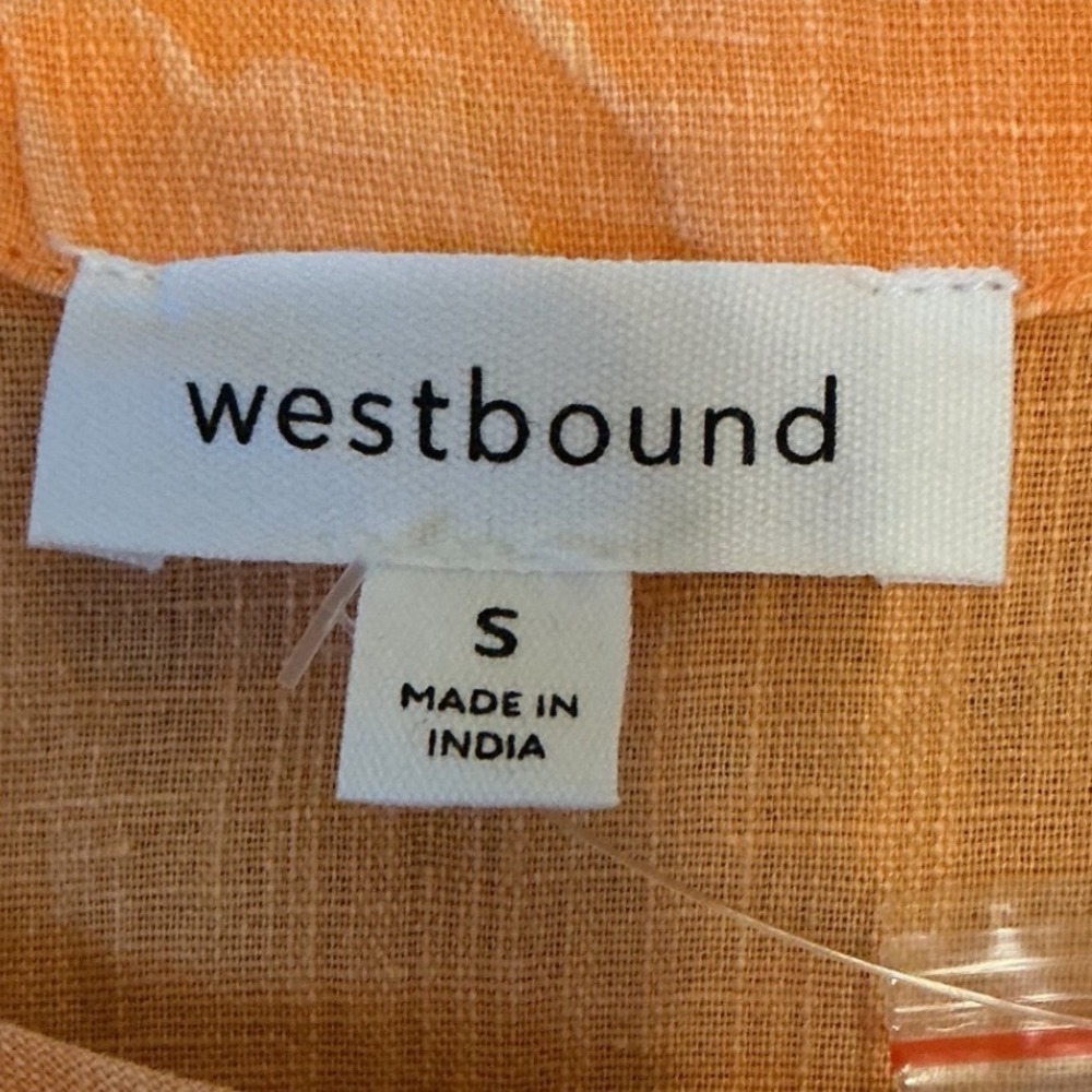 Westbound Orange Linen Cotton Blend Short Sleeve Henley Top Small NWT - Picture 4 of 8
